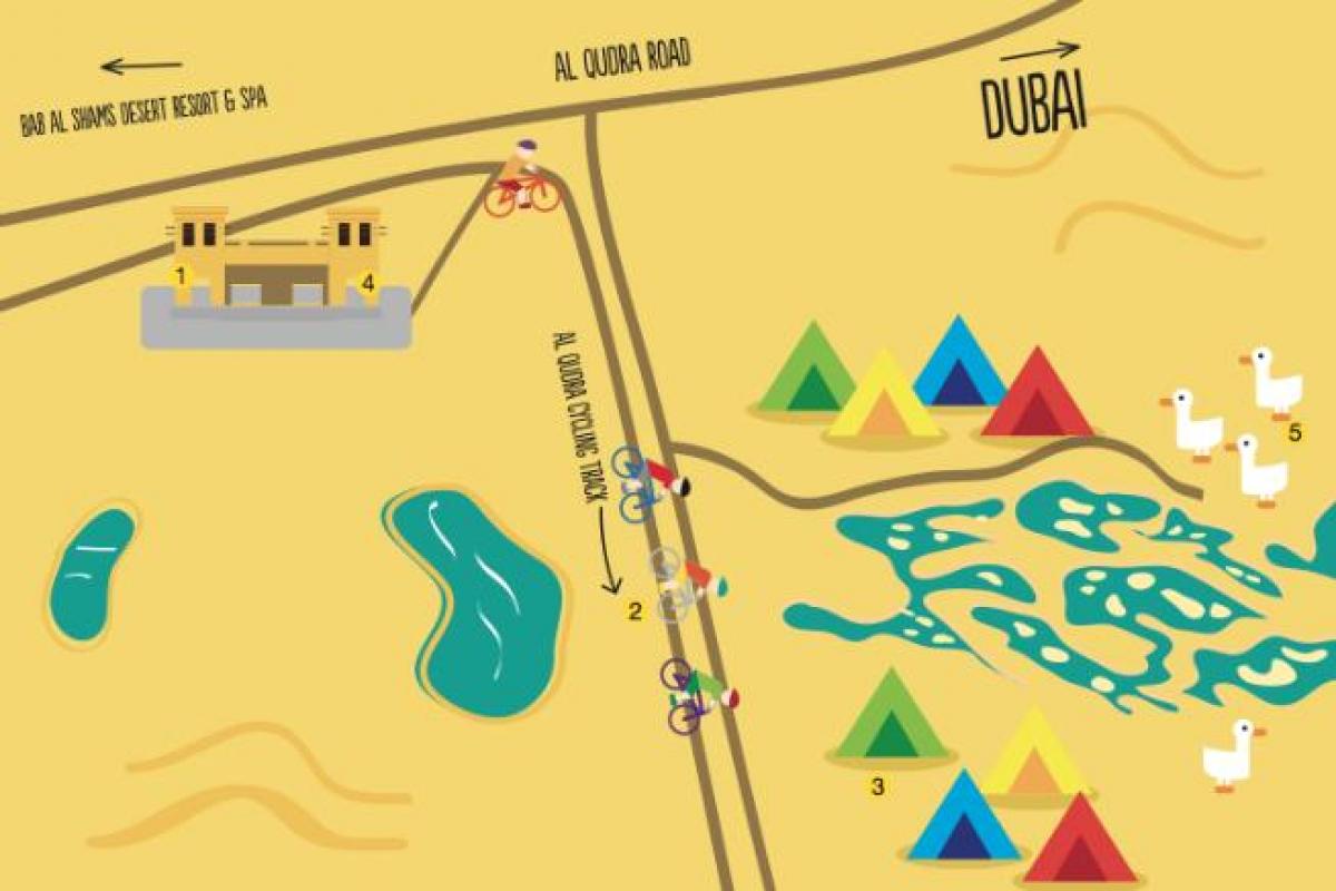 la carte de Al Qudra Lac itinéraire