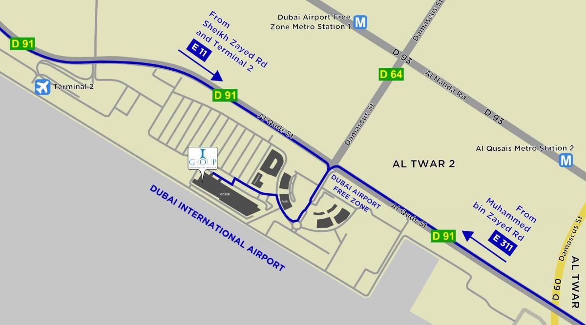la carte de Dubai airport free zone