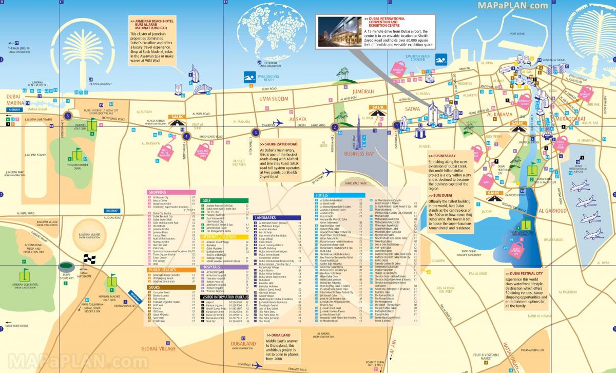la carte touristique de Dubaï