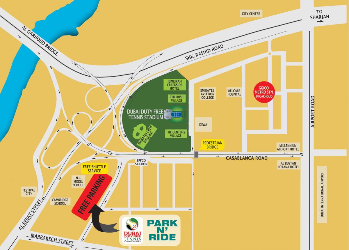 Dubai duty free tennis stadium carte de localisation