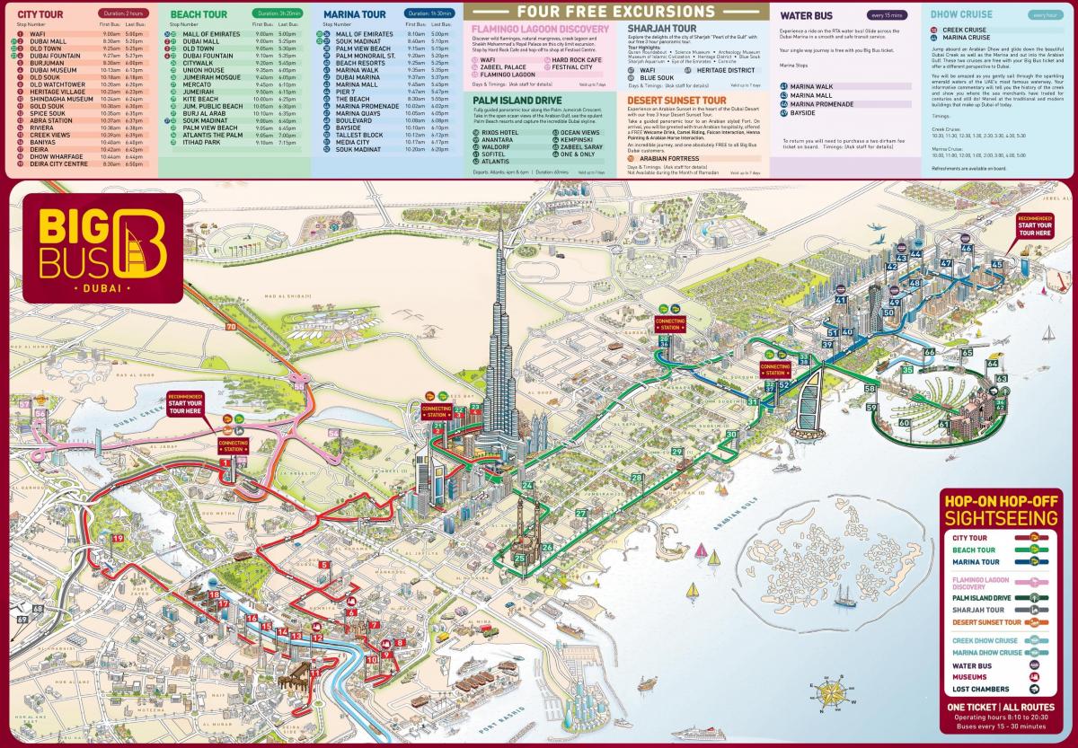 Dubai carte avec les attractions touristiques
