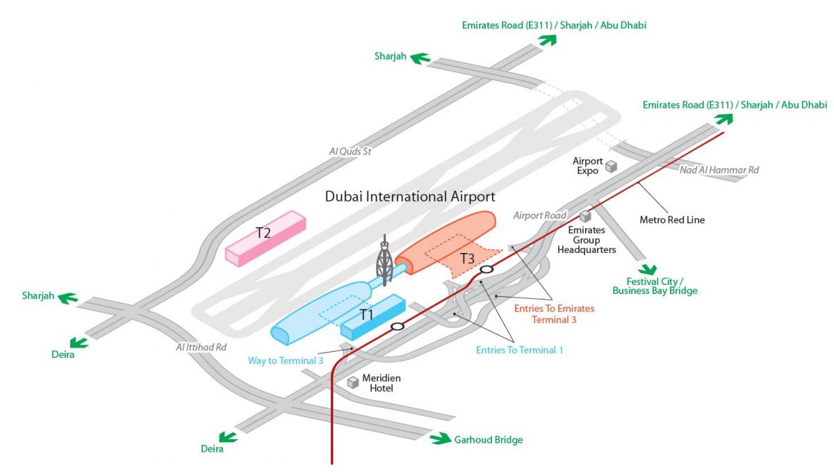 carte de l'aéroport dxb