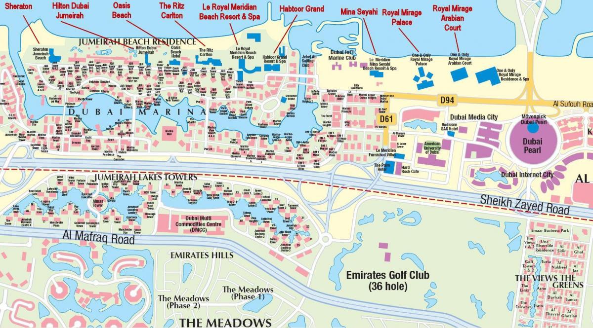 carte de la plage de Jumeirah à Dubaï