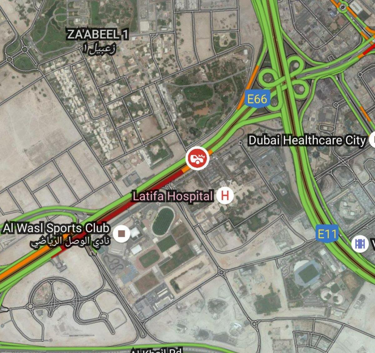 latifa hôpital de Dubaï carte de localisation