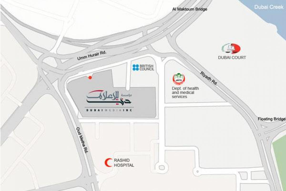 rashid hôpital de Dubaï carte de localisation