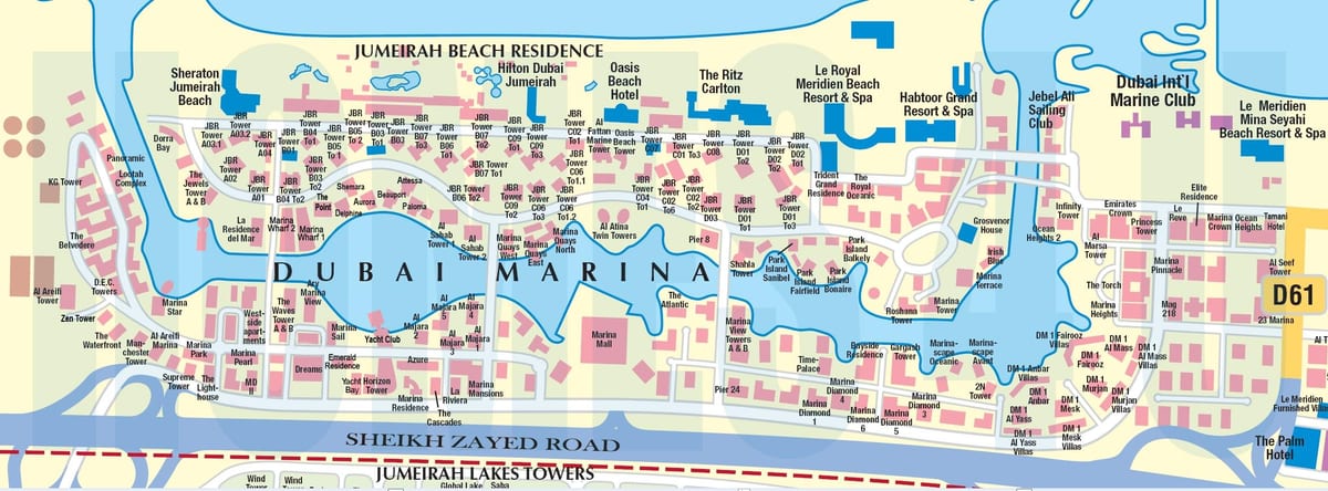 carte de la marina de Dubaï