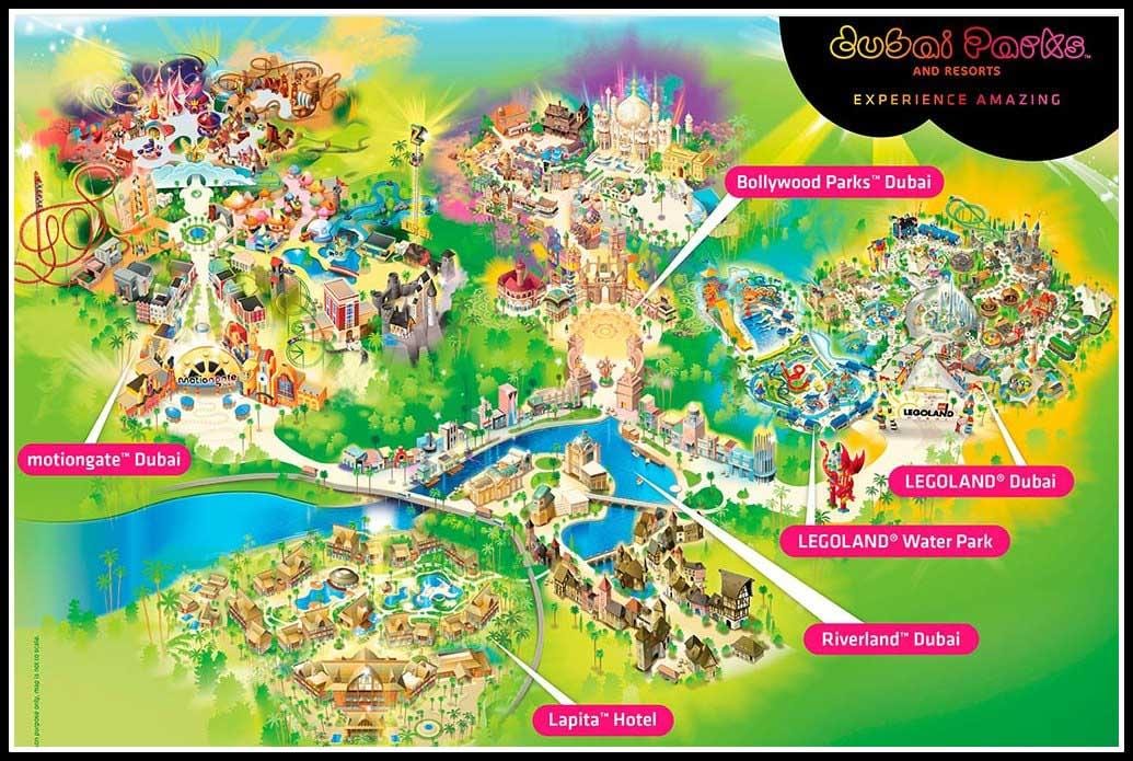 Dubaï, des parcs et des stations de carte d'emplacement