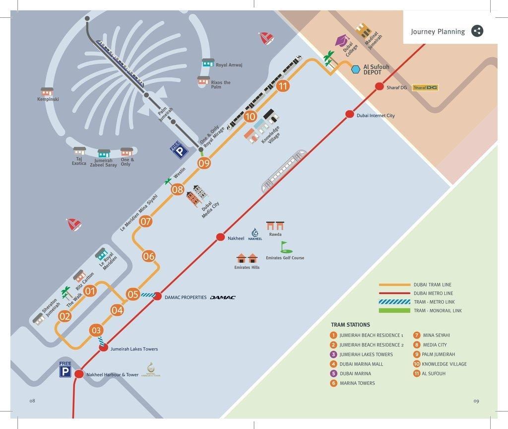 la carte de Dubai tram