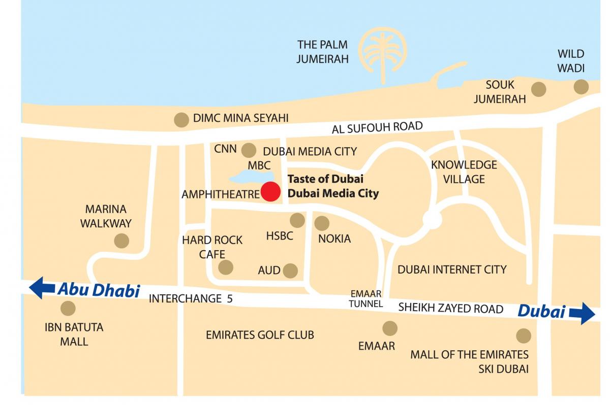 Dubai media city, l'emplacement de la carte
