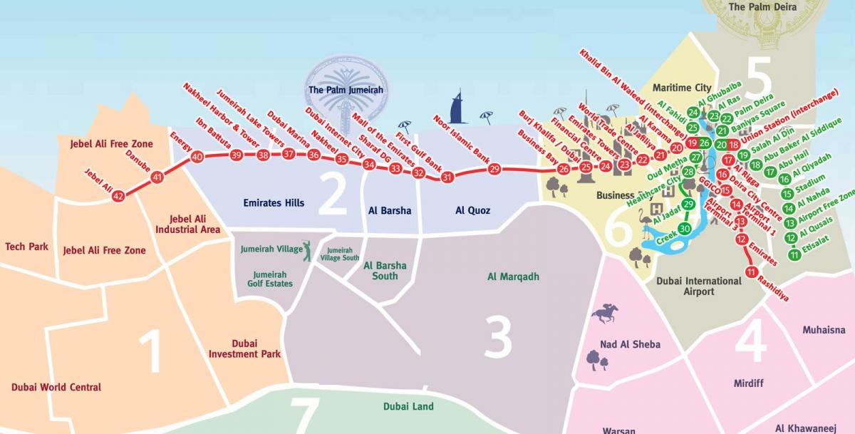 carte des quartiers de Dubaï