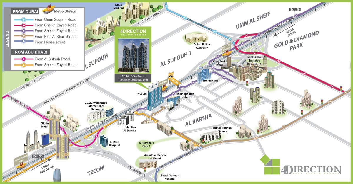 carte de l'école Américaine de Dubaï