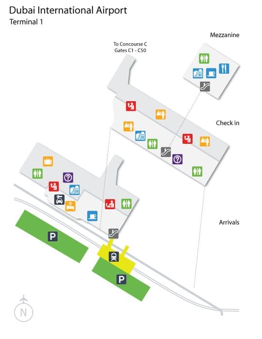 Dubaï, terminal 1 carte