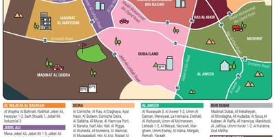 La carte de Dubai districts