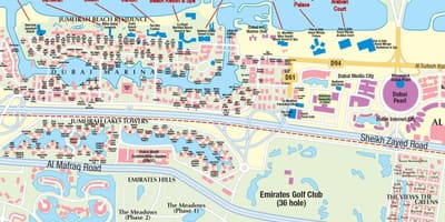 La marina de dubaï carte avec le nom d'un immeuble