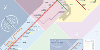 Dubai carte de métro, avec la ligne de tramway
